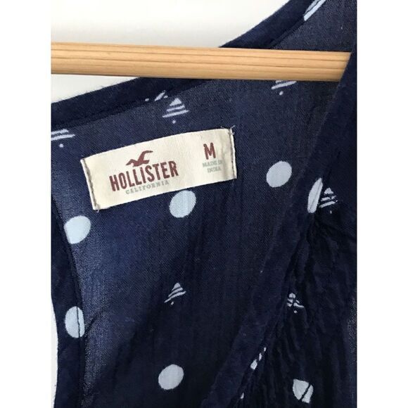 Hollister Navy Polka Dot Sleeveless Dress Size Medium - Picture 2 of 4